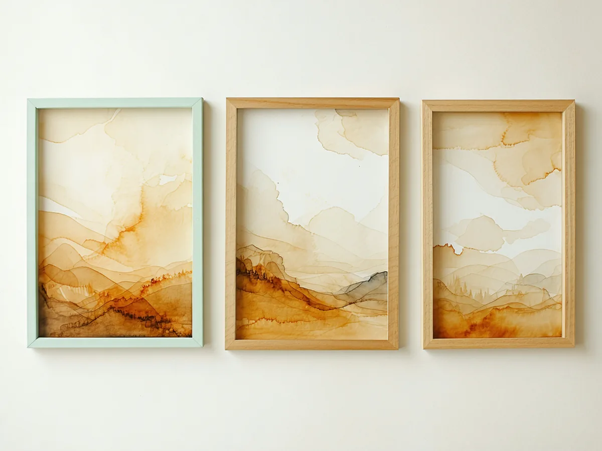 Framed creative video outputs on a warm-toned wall